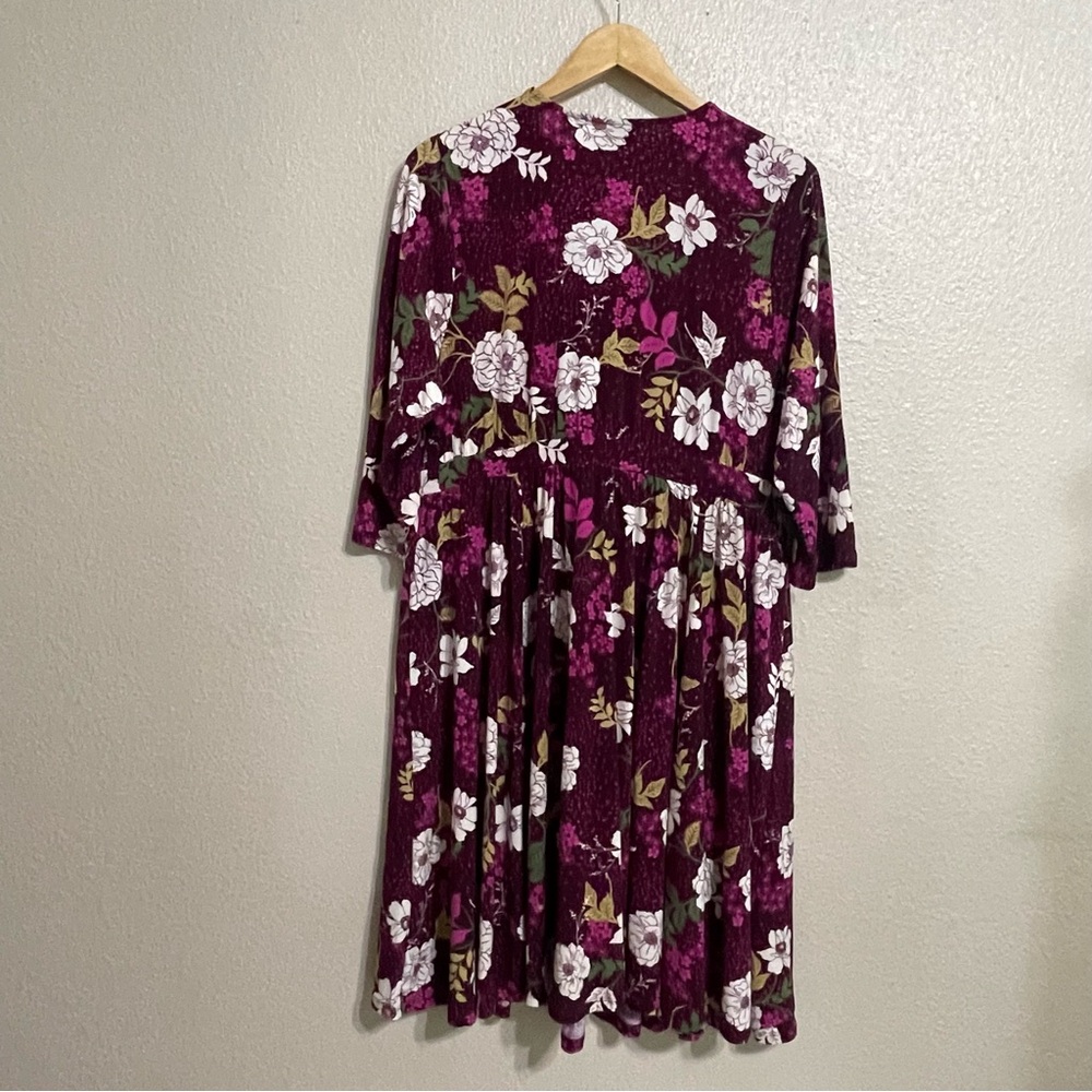 Torrid Torrid Purple Floral Faux-Wrap Dress Day - Picture 3 of 12